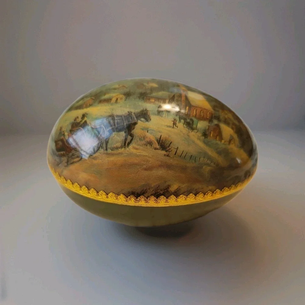 Hand Painted Winter Scene Egg Shaped